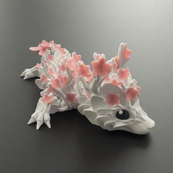 1 Layer At A time Baby Cherry Blossom Dragon figurine with white scales and pink sakura-inspired wings, delicate fantasy collectible.