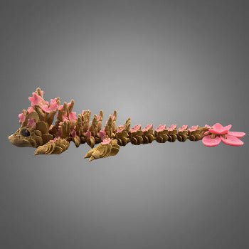 1 Layer At A time Baby Cherry Blossom Dragon figurine with pink sakura flowers and pearlescent shimmer.