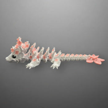 1 Layer At A time Baby Cherry Blossom Dragon figurine with pink sakura-inspired wings and pearlescent white scales.