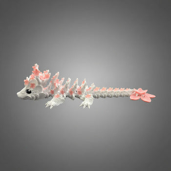 1 Layer At A time Baby Cherry Blossom Dragon figurine with white pearlescent scales and pink sakura-inspired wings.