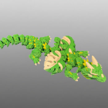 1 Layer At A time Monstera Dragon, articulated 19-inch fantasy dragon with leaf details, green and cream PLA